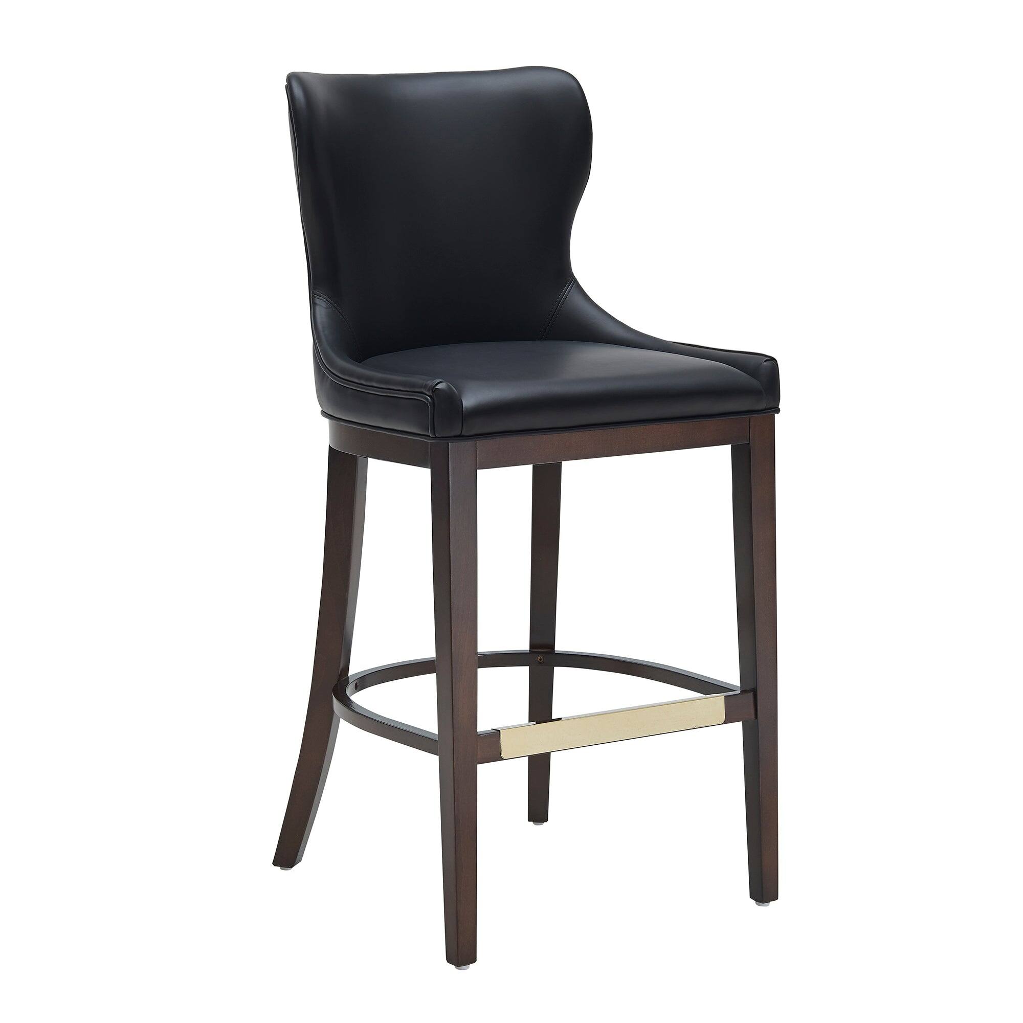 Alt View 2. Manhattan Comfort - Blair Modern Wood Upholstered Barstool - Set of 2 - Black.