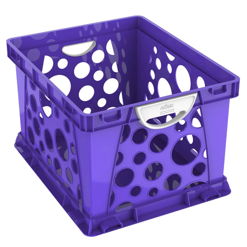 Storex - Premium File Crate with Handles, Classroom Purple
