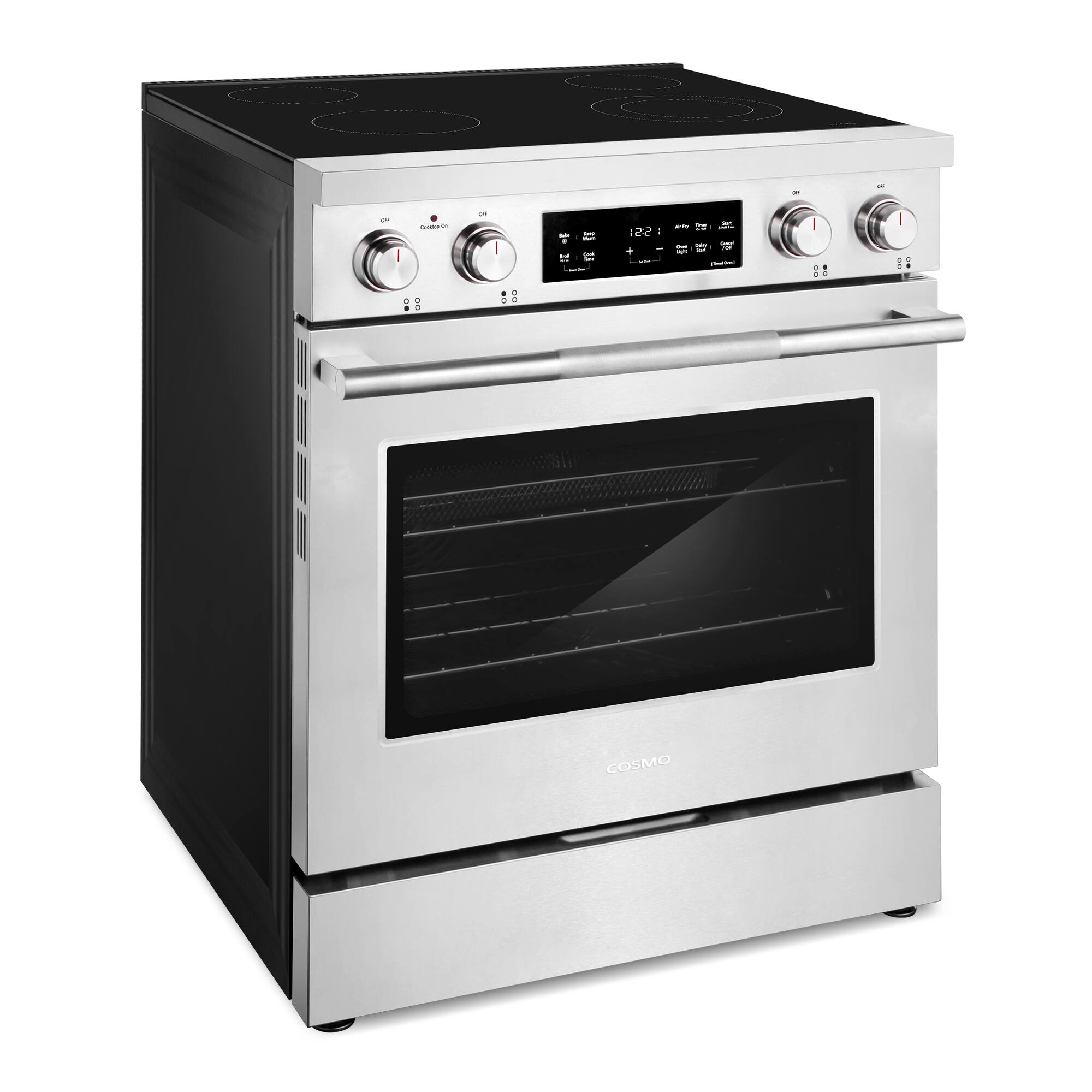 Alt View 1. COSMO - COS-RES304SS 30 in. Stellar Collection 4.6 cu. ft. Electric Range, 4 Burner Ceramic Glass Cooktop, Convection Oven - Stainless Steel.