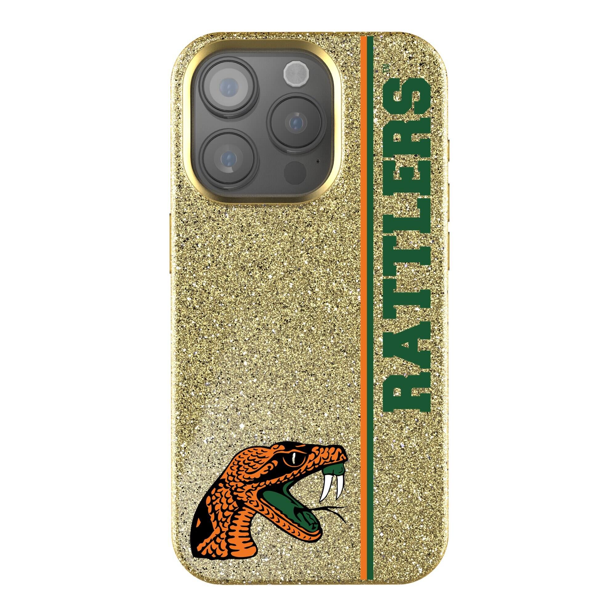Front. Keyscaper - Gold Florida A&M Rattlers iPhone Bling Case - 14 Pro Max - Gold.