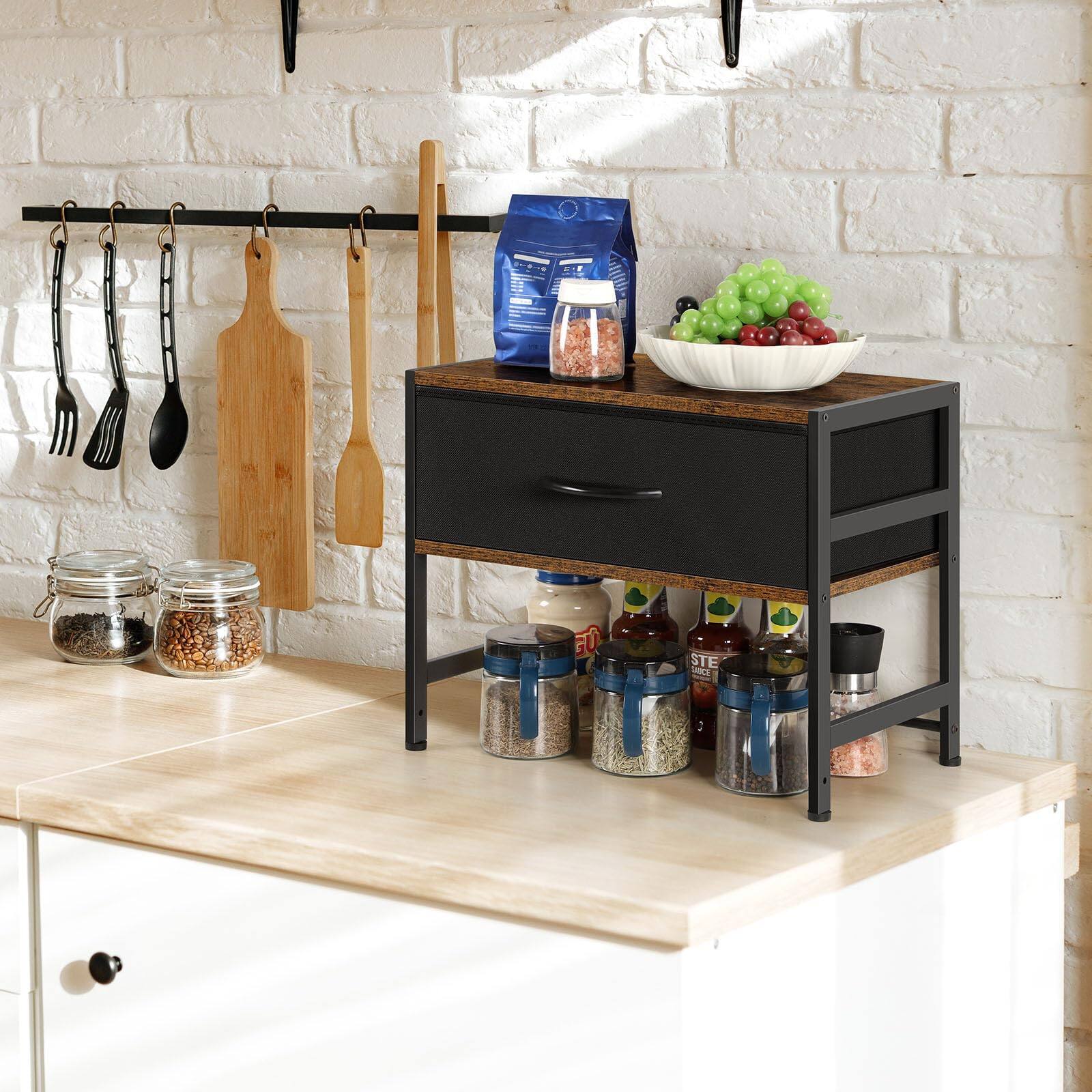 Alt View 6. Paradigms Interiors - Printer Stand With Storage For Desk Desktop Shelf Fabric Drawer Organizer Table Home Office Fax Machine Sca... - Default.