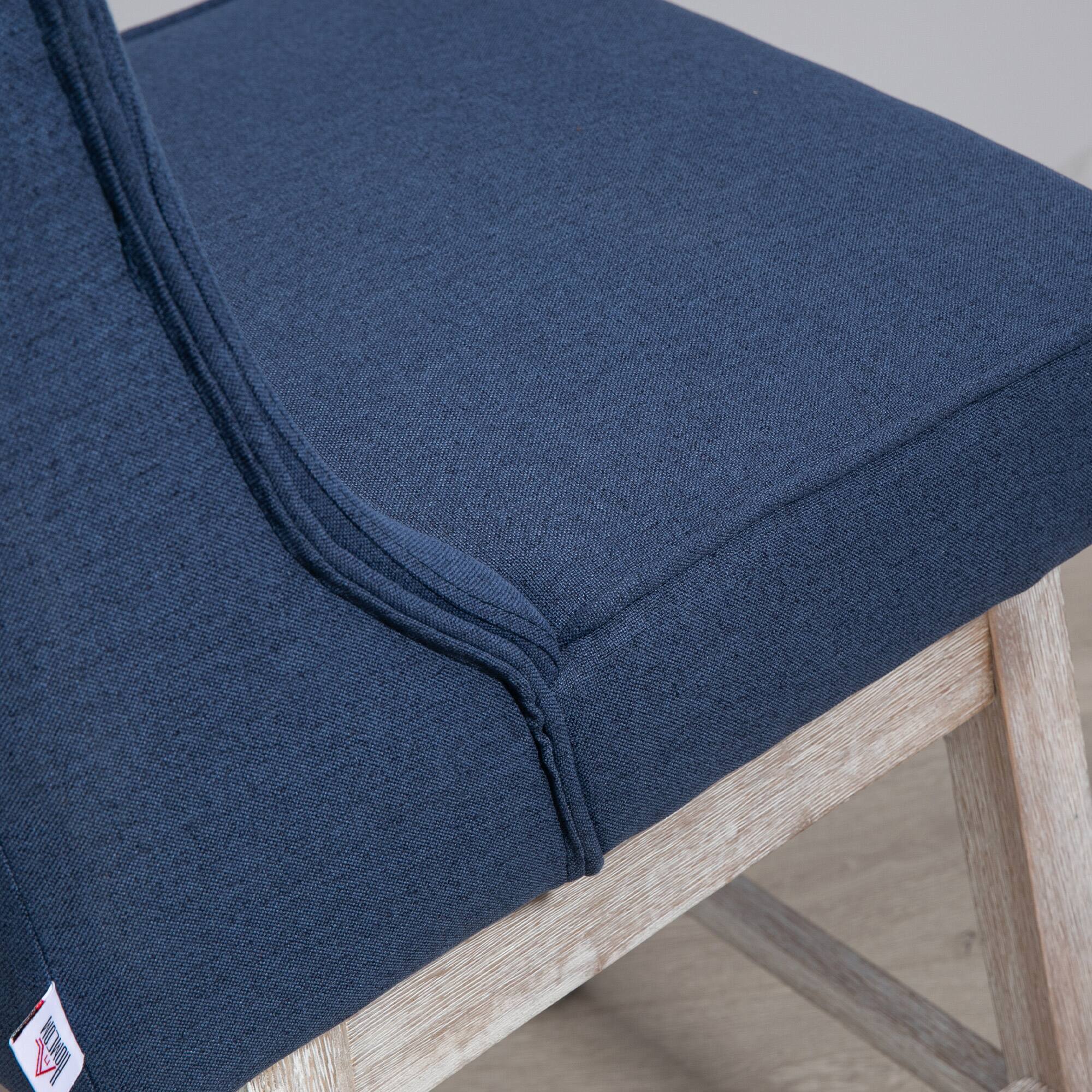 Alt View 4. Homcom - Bar Height Bar Stools Set of 2, 180 Degree Swivel Barstools with Solid Wood Footrests and Button Tufted Design - Blue.