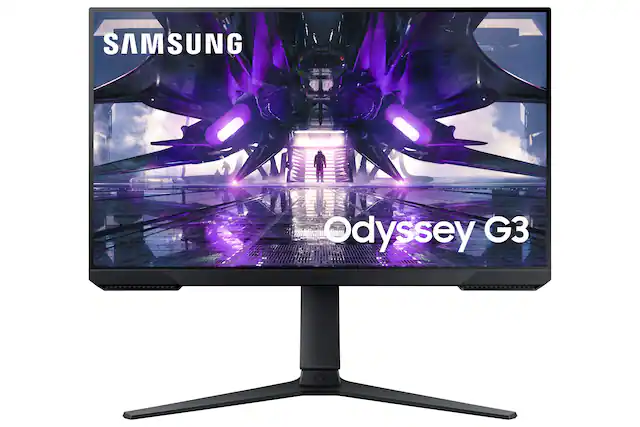 Front. Samsung - Odyssey G3 24" FHD FreeSync Premium 144Hz, 1ms Gaming Monitor (DisplayPort, HDMI) - Black.
