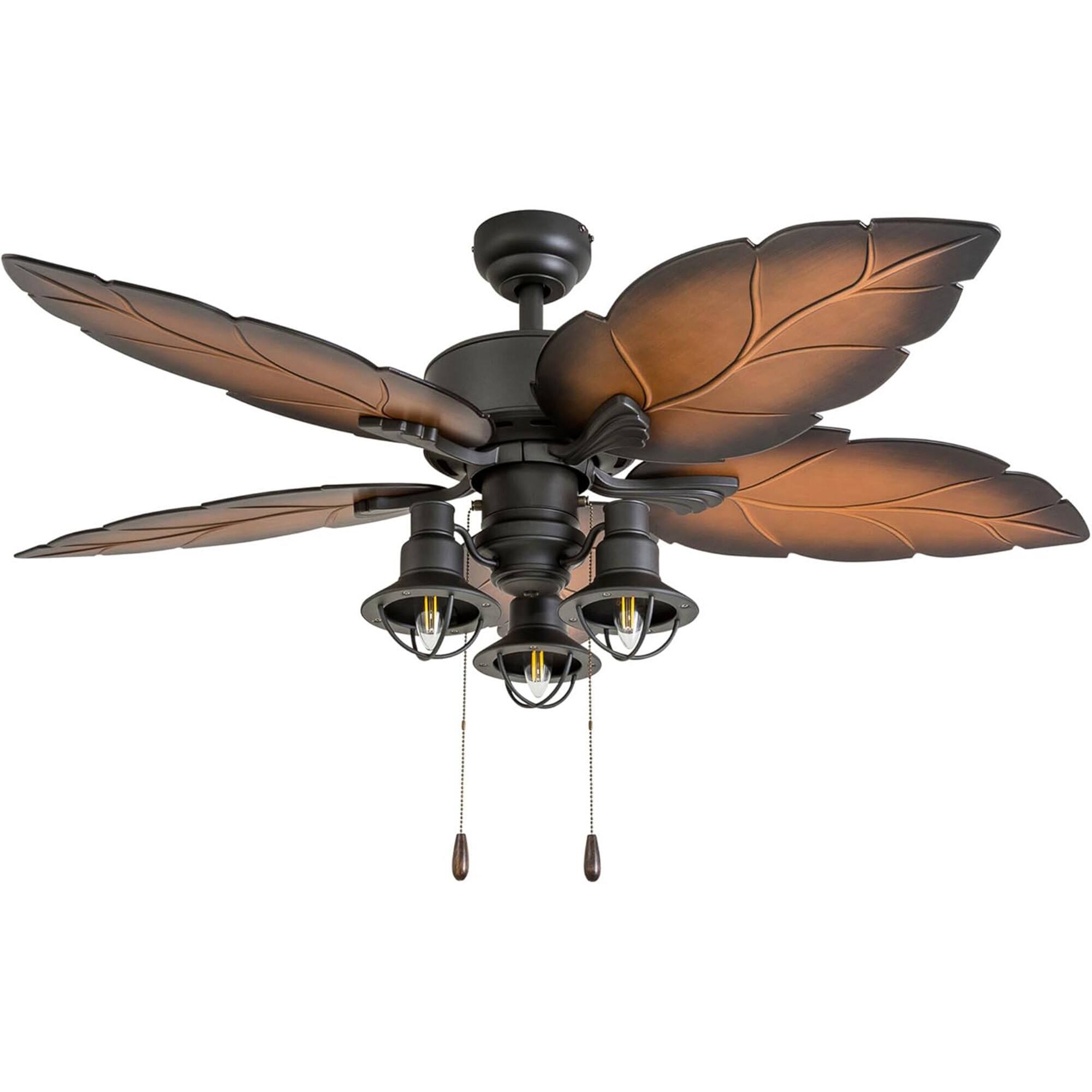 Front. Prominence Home - Prominence Home Ocean Crest 52" Ceiling Fan with Light and Pull Chain, Bronze - Bronze.