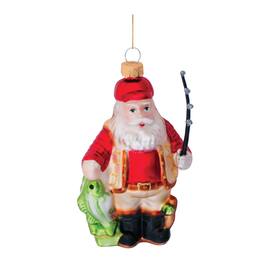 BreeBe - Santa Fishing Ornament (Set of 6) - Red, Black, Gold, Green