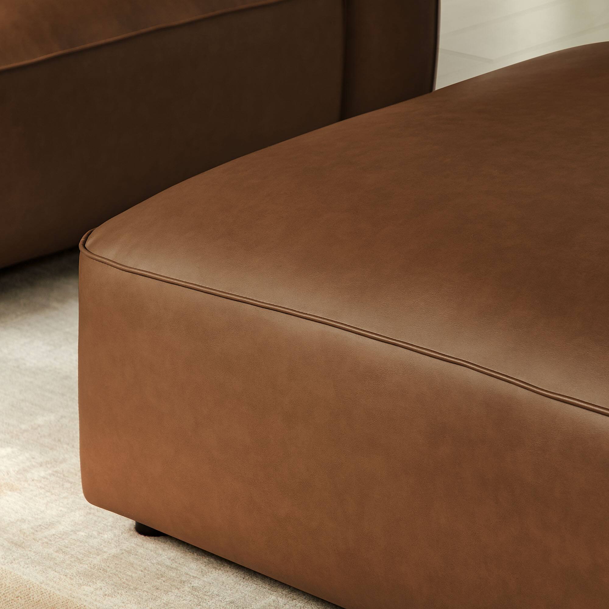 Alt View 1. Modway - Auren Upholstered Vegan Leather Ottoman by Modway - Coffee.