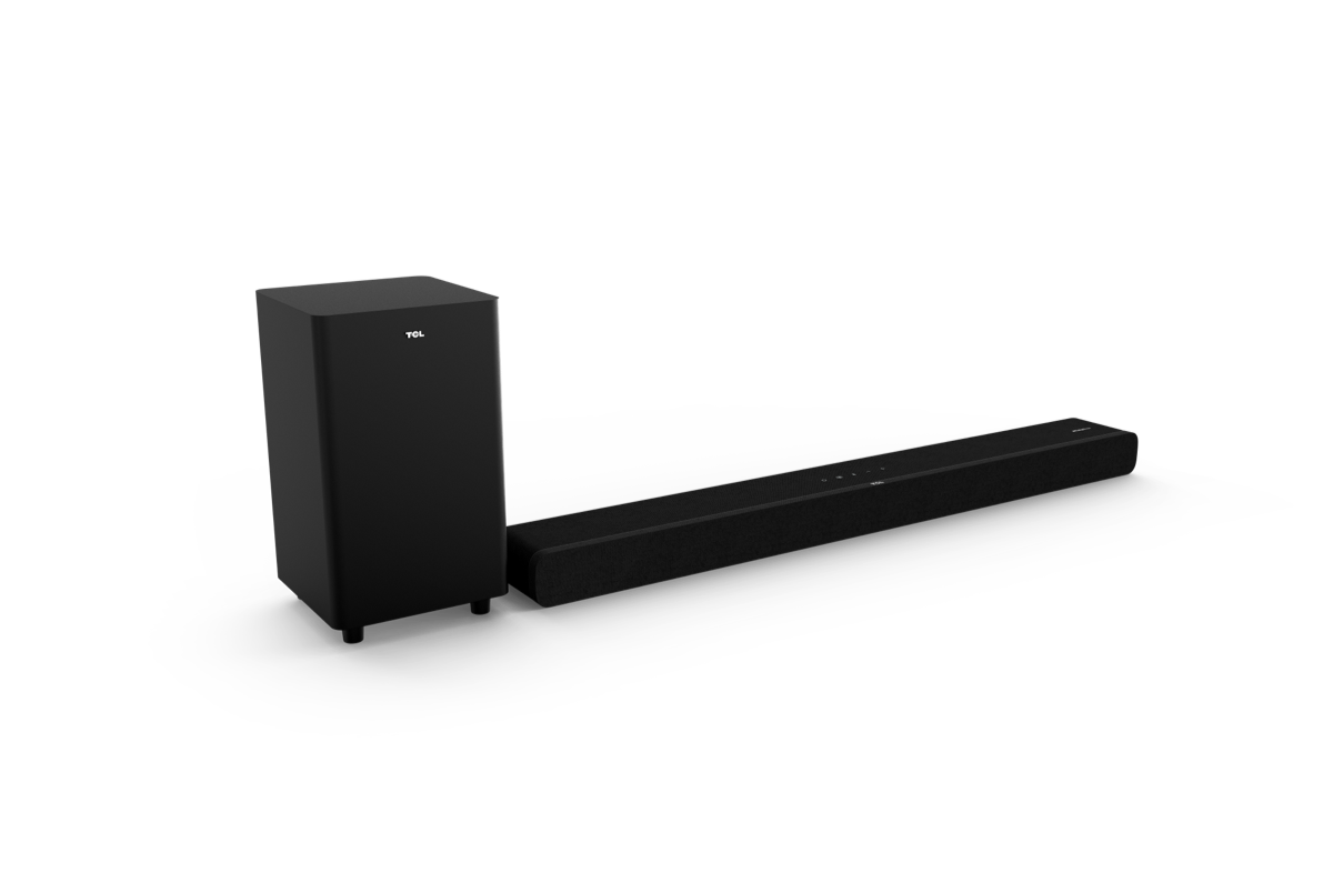 Angle. TCL - 2.1.2 Ch Soundbar w/ Wireless Subwoofer Alto 8 Plus TS8212, 300W, Dolby Atmos, Roku TV Ready, 4K HDR Compatible - Black.