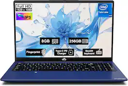 NIMO - 15.6" FHD IPS Student Laptop 8GB RAM 256GB SSD, 4 Cores 13th Gen Intel N150 3.6GHz Fingerprint Wi-Fi 6 - Blue