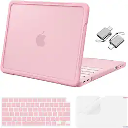 mosiso - For MacBook Neo Case 13 inch A3404 A18 Pro Chip 2026, Crack-Resistant Hard Shell &Keyboard Cover&Screen Film&Type C - Blush