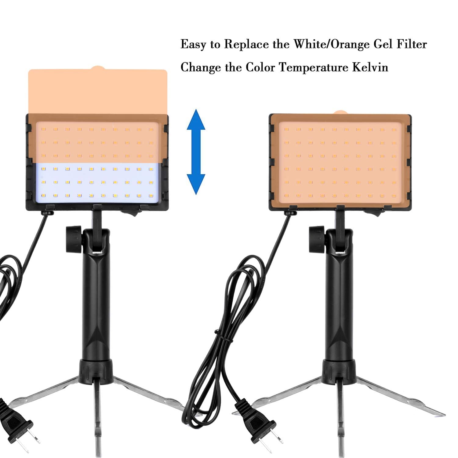 Easy to Replace the White/Orange Gel Filter  
Change the Color Temperature Kelvin