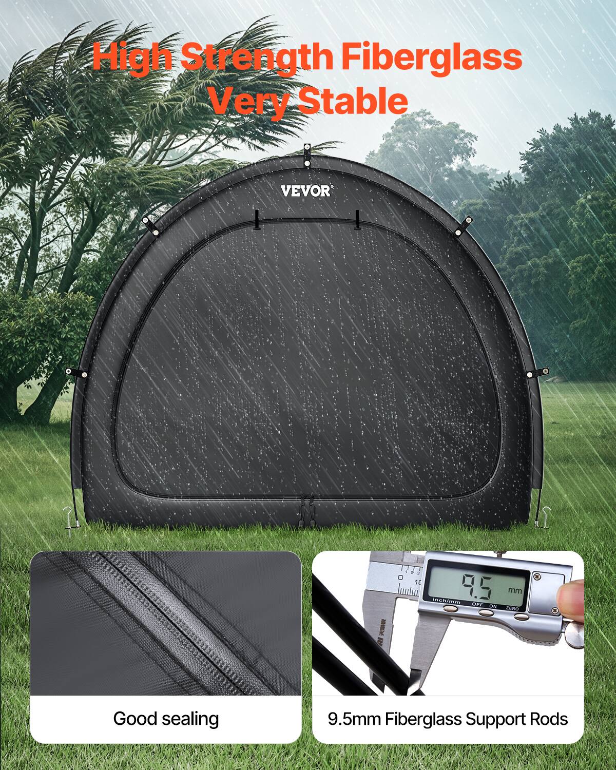 High Strength Fiberglass Very Stable VEVOR, Good sealing, 9.5mm Fiberglass Support Rods