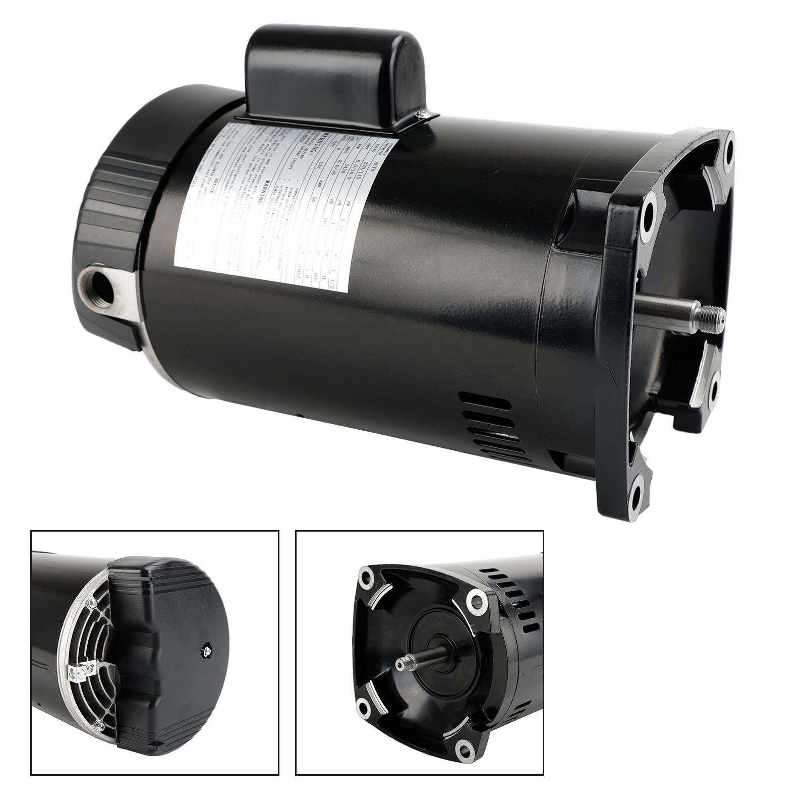 Alt View 4. Topteng - 1.5HP 115/230V Square Flange Pool Pump Motor - Replaces B2854, B2854V1, 3450 RPM, Auto Overload Protection.