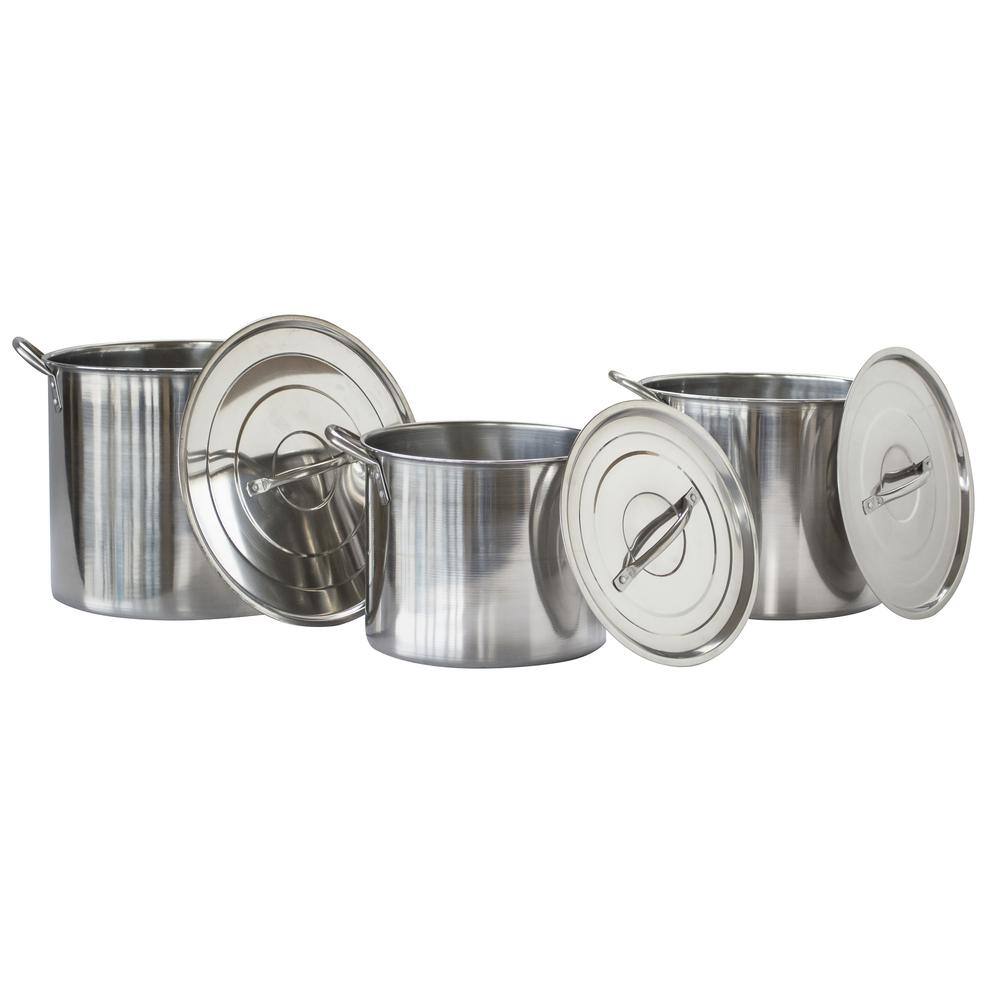 Angle. AmeriHome - 6 Piece Stainless Steel Stock Pot Set - Silver.
