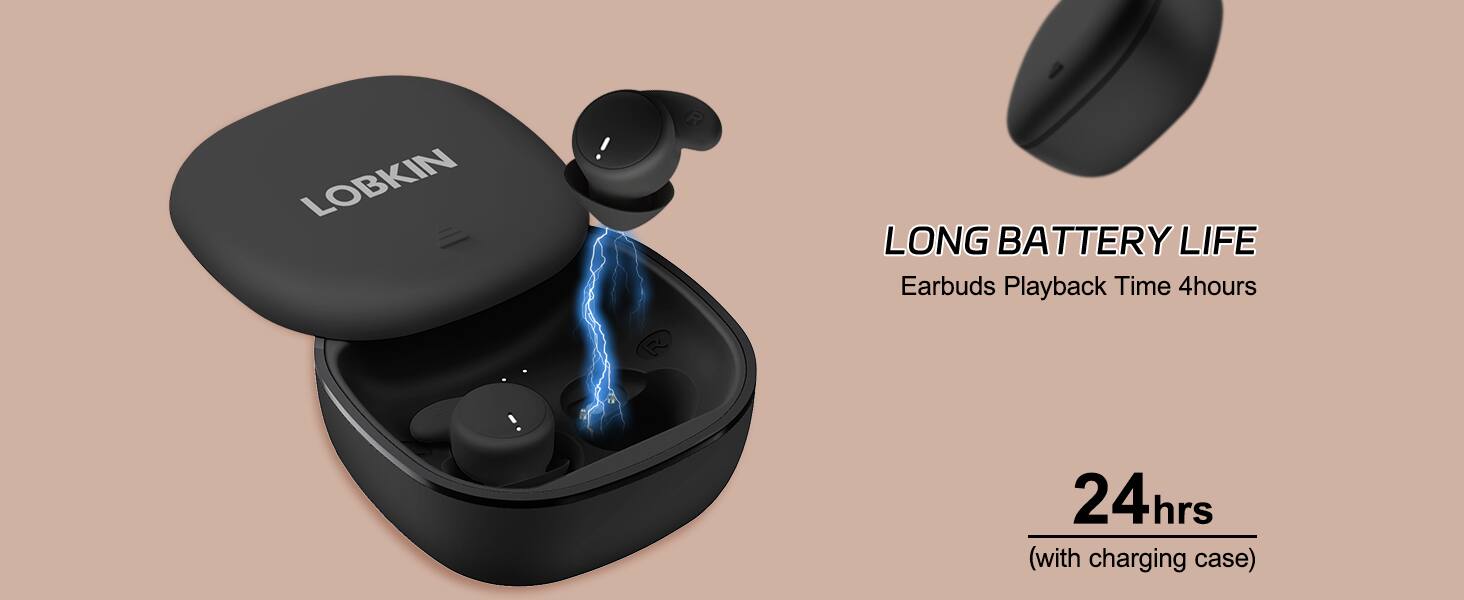 LOBKIN! LONG BATTERY LIFE Earbuds Playback Time 4hours R 24hrs (with charging case)