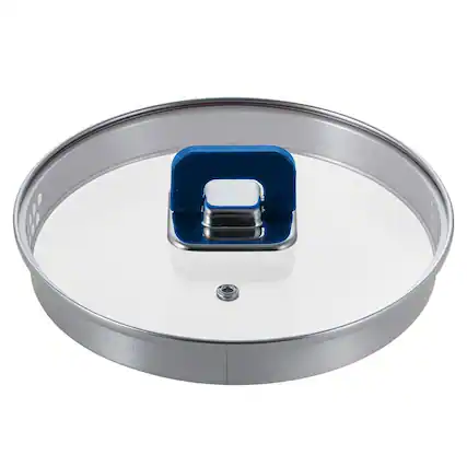 Front. NutriChef - NutriChef Lid For Saucepan Pot - Non-Stick Stylish Kitchen Cookware with Foldable Knob, PFOA Free - Blue.