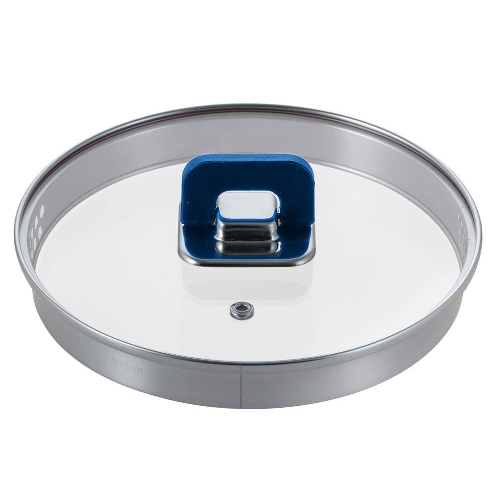 Front. NutriChef - NutriChef Lid For Saucepan Pot - Non-Stick Stylish Kitchen Cookware with Foldable Knob, PFOA Free - Blue.