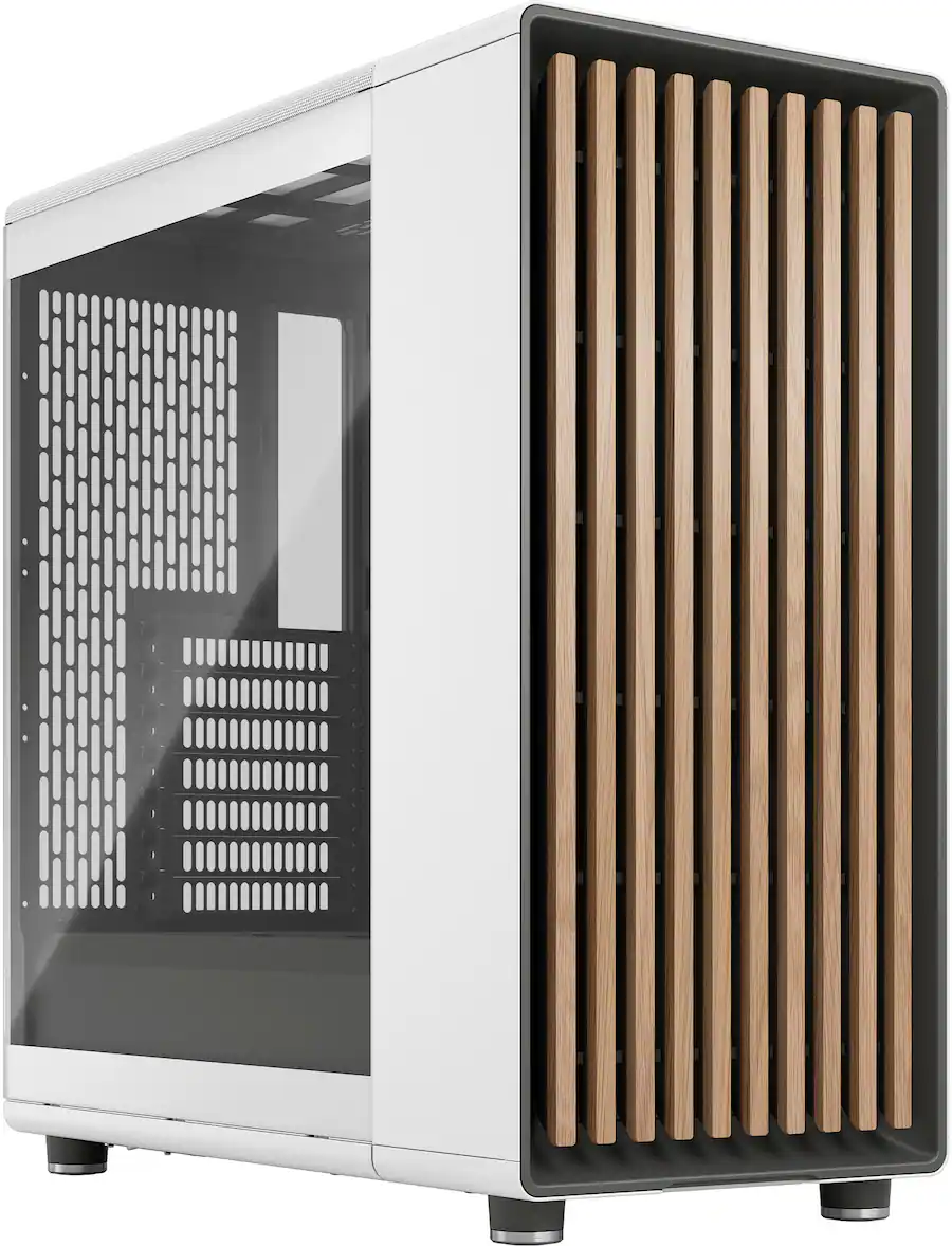 Fractal Design North Chalk White with Oak Front and Clear TG Side Panel ...