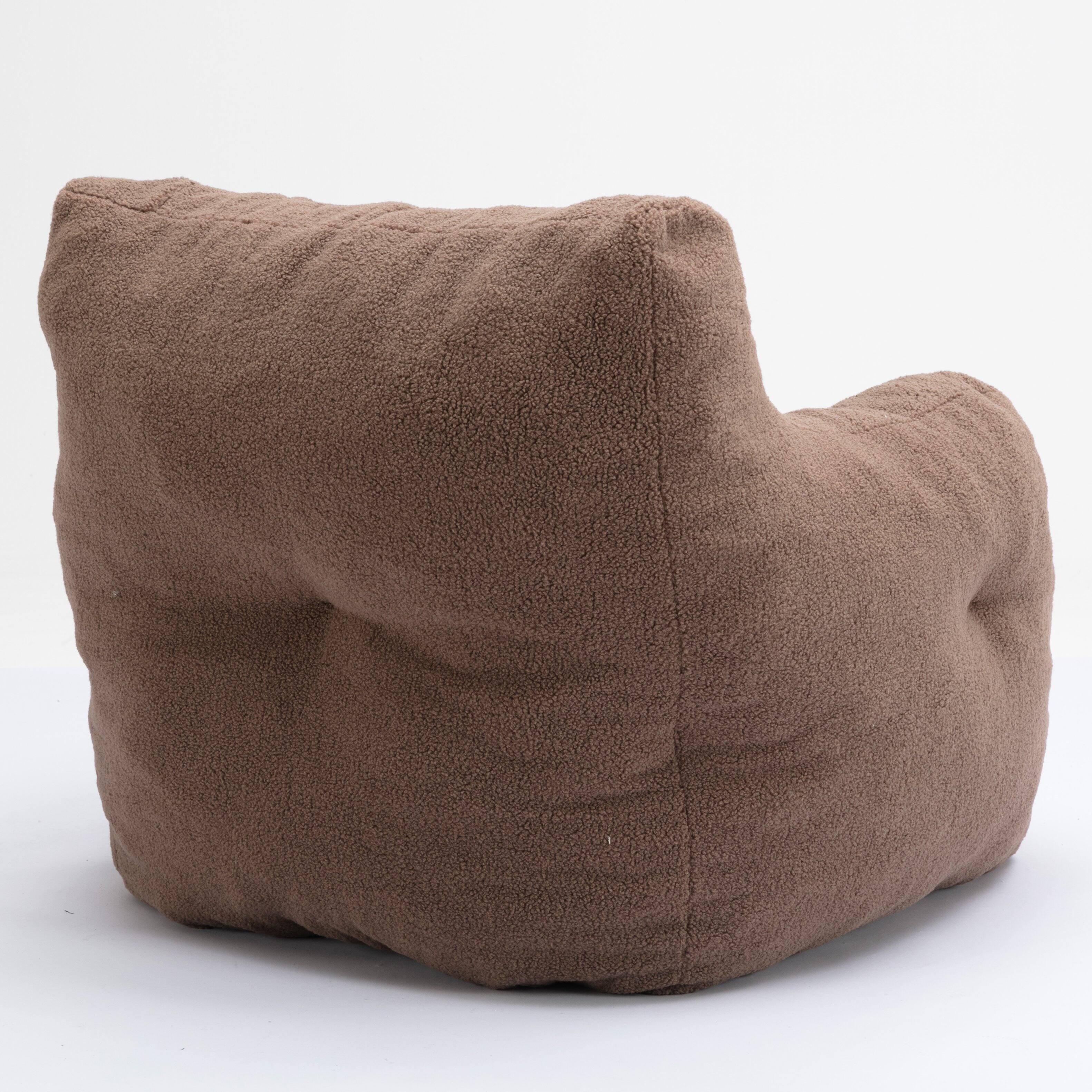 Alt View 9. GOODSILO - Luxury Plush Bean Bag Chair with Ergonomic Support - Soft Teddy Fabric and Memory Foam Filling for Ultimate Comfort - Coffee.