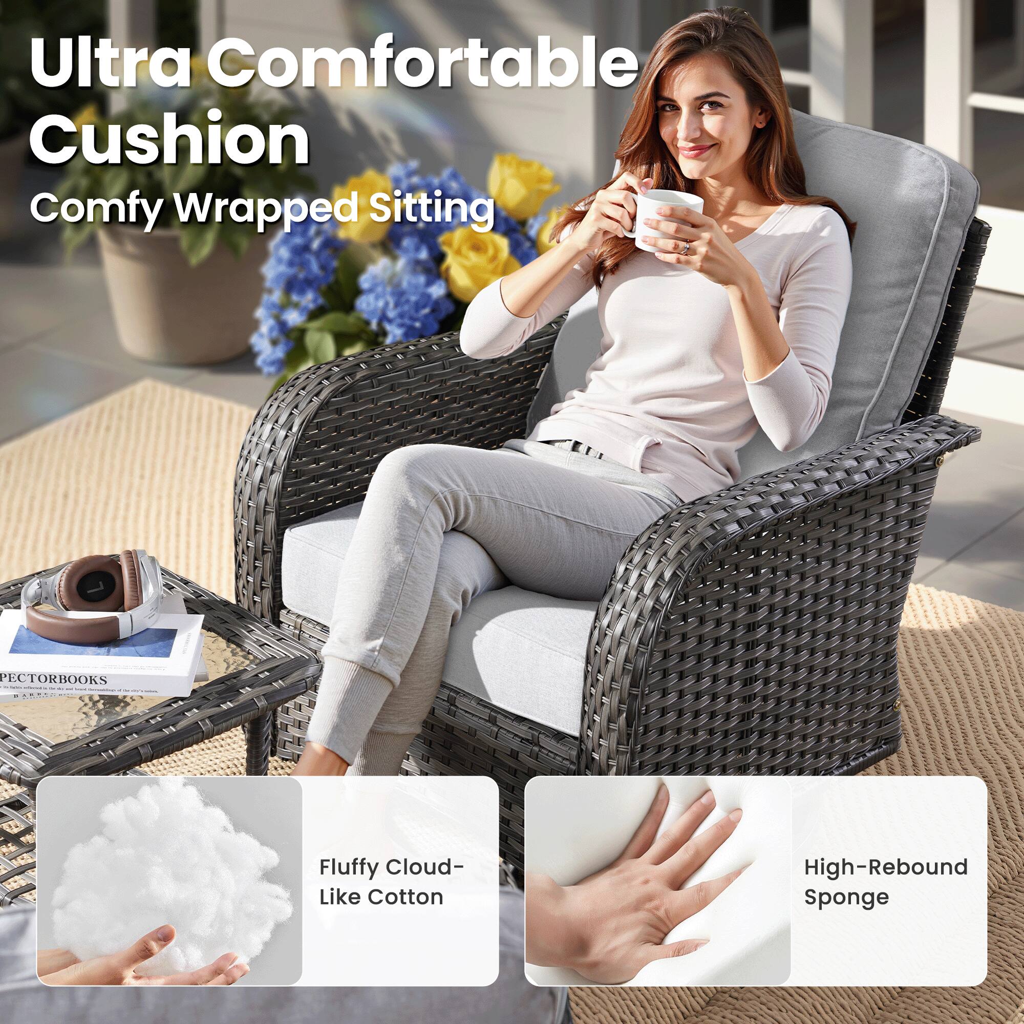 Ultra Comfortable Cushion  
Comfy Wrapped Sitting  

Fluffy Cloud-Like Cotton  
High-Rebound Sponge
