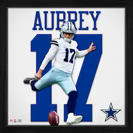 Highland Mint - Brandon Aubrey Dallas Cowboys 13" x 13" Impact Jersey Framed Photo - Multicolor