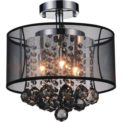 Front. CWI Lighting - Radiant 3 Light Drum Shade Flush Mount With Chrome Finish - Chrome.