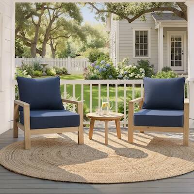 Angle. Crestlive Products - Crestlive Products 1/2pc Outdoor Deep Seat Cushion Set 24 x 24 x 4.5in Seat Water and Fade Resistant - Navy Blue.