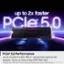 Up to 2x faster PCle 5.0. SAMSUNG 5.0 Solid State Drive. Performance PCle 5.0. Up to 14,800/13,400 MB/s sequential read/write speeds. Twice as fast as the 990 PRO SSD. *Measured with Intelligent Turbo Write technology activated. Based on 4189100 Pro with Heatsink; performance may vary depending on SSD's firmware, storage capacity system hardware configuration, and other factors. Fast system configuration: AMD Ryzen 9 7950X 16-Core Processor 4.50GHz DORS 4800MHZ 16G8x2, OS-Ubuntu 22.04.2, Chipset-ASRock-X670E-Taichi.