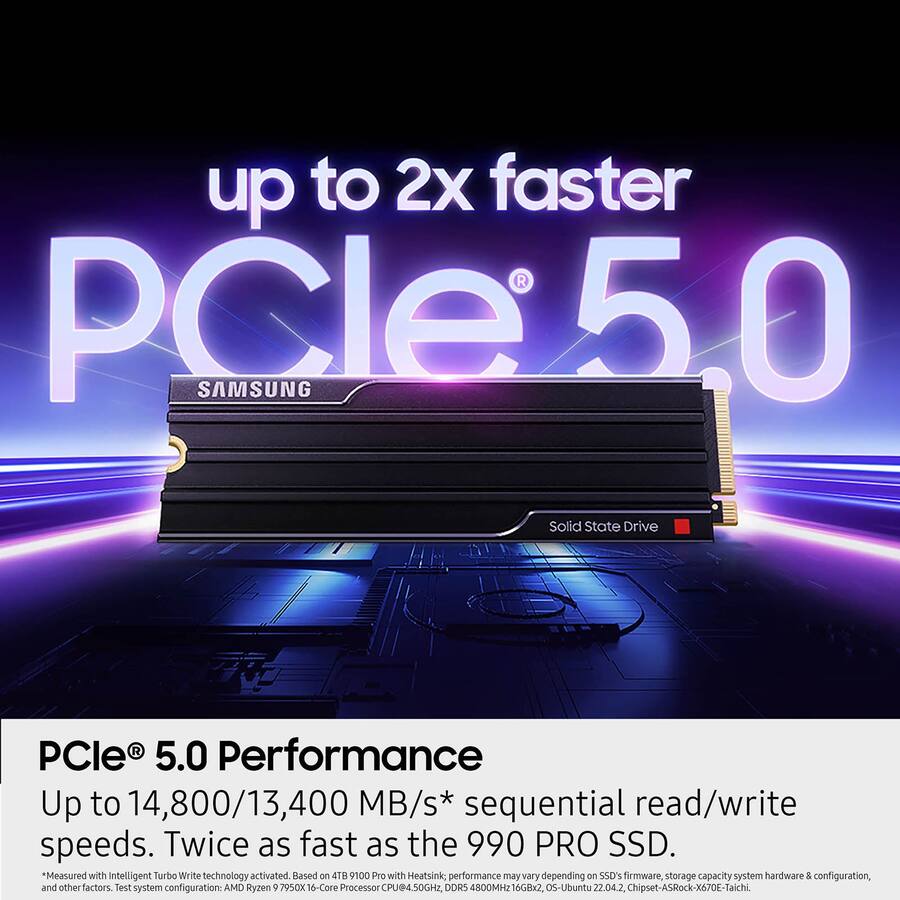 Samsung – 9100 PRO 1TB with Heatsink Internal SSD PCIe Gen 5x4 Samsung – 9100 PRO 1TB with Heatsink Internal SSD PCIe Gen 5x4