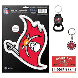 WinCraft - Tampa Bay Buccaneers 4-Pack Key Rings and Magnets Set - Multicolor