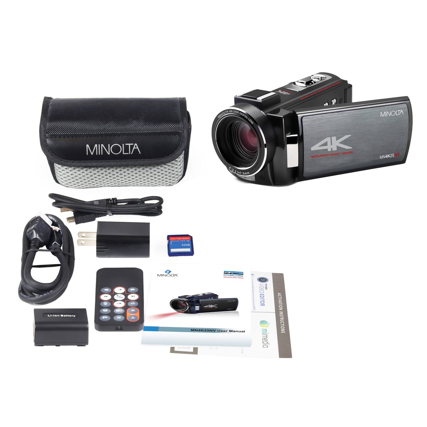 MINOLTA - TV LENS 1.1 u Sem 4K VISAUN INFRANEO ANT MINOLTA MN4K25 V - I - | I I - SUAES i.m mattery 1 -- - - d Fe -- - A I 1 - - 1 | MIOLA MK VIMSRERM e Manuras M VIDEO I EDITOR mimedia ACTIVATION INSTRUCTIONS