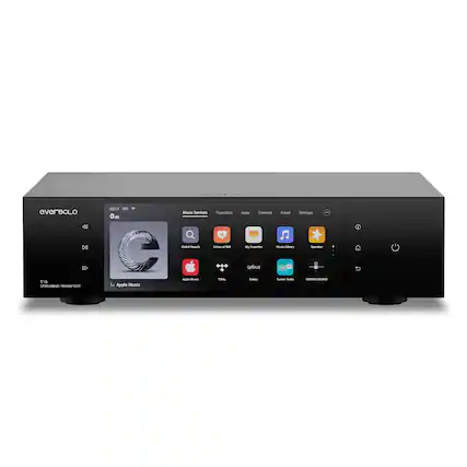 evereolo 05:17 -- Music Services Functions Apps Connect Cloud Settings
Music Sevenes Publications
Apple Music
TIDAL
Qobuz
TuneIn Radio
HIGHRESAUDIO