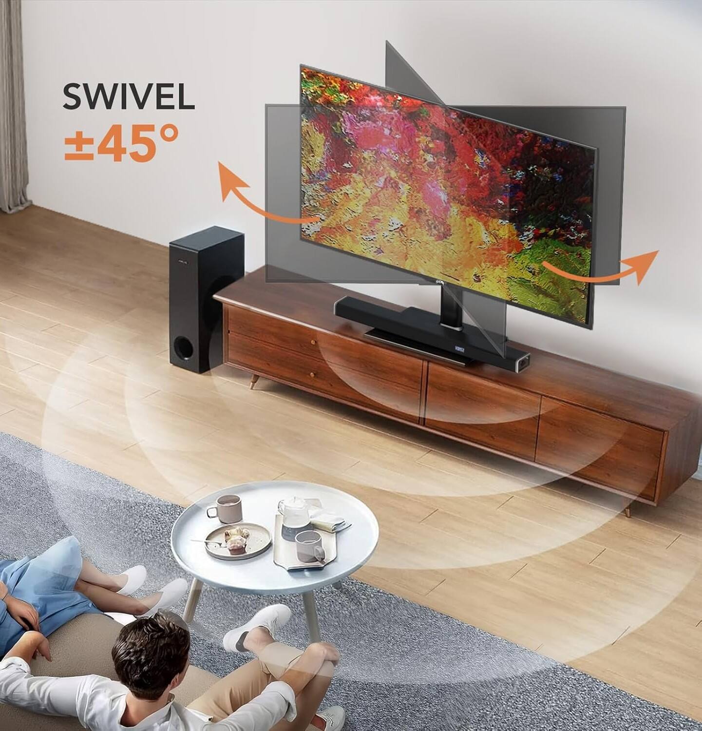 Alt View 4. FINEAK - Universal Swivel Tabletop TV Stand for 21-50 Inch TVs - Black.