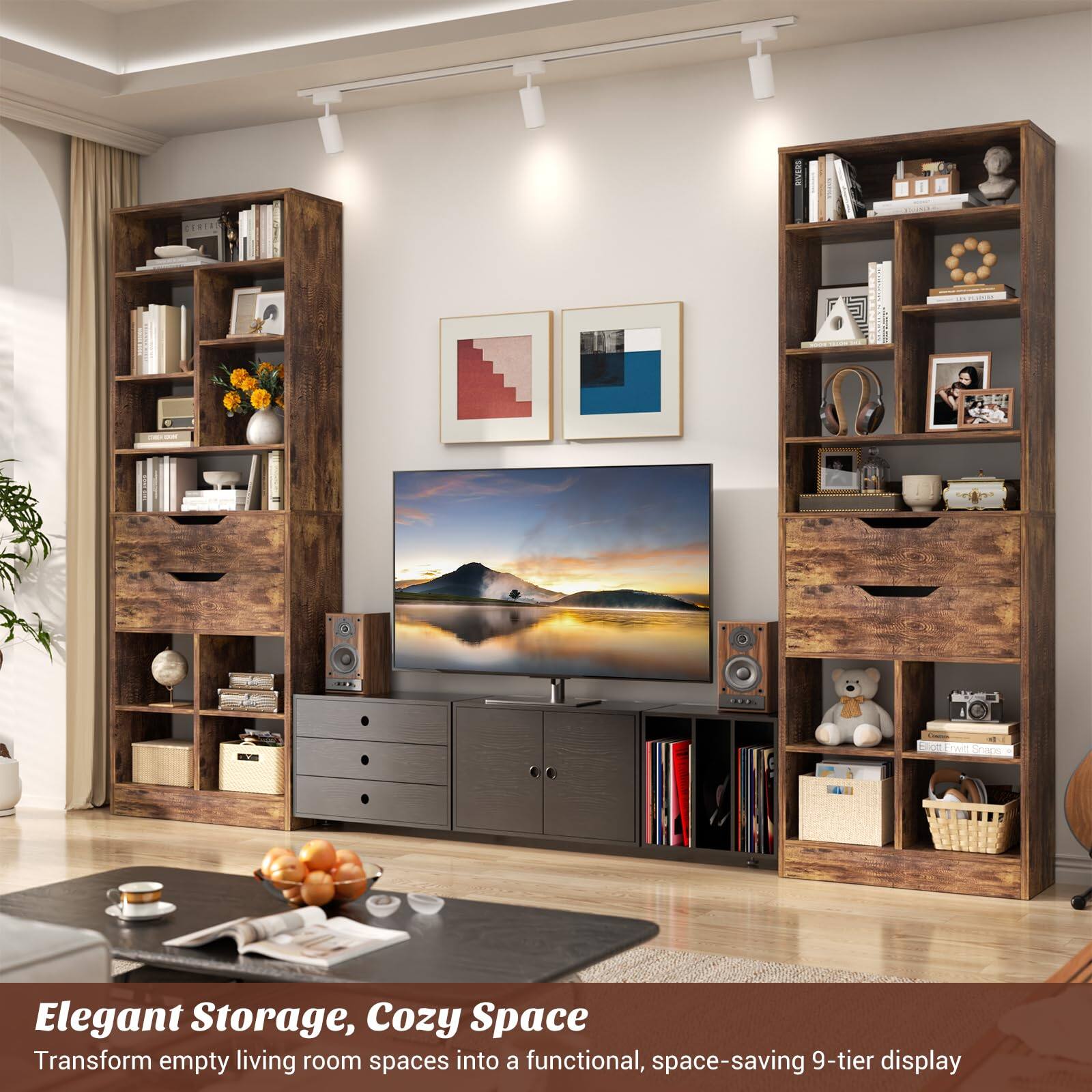 SESE CERIAO ... i 3 Soon Lo Elegant Storage, Cozy Space Transform empty living room spaces into a functional, space-saving 9-tier display