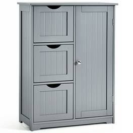 Pefilos - Bathroom Floor Cabinet Side Storage Cabinet with 3 Drawers and 1 Cupboard- Bathroom Storage Cabinet for Entryway - Gray
