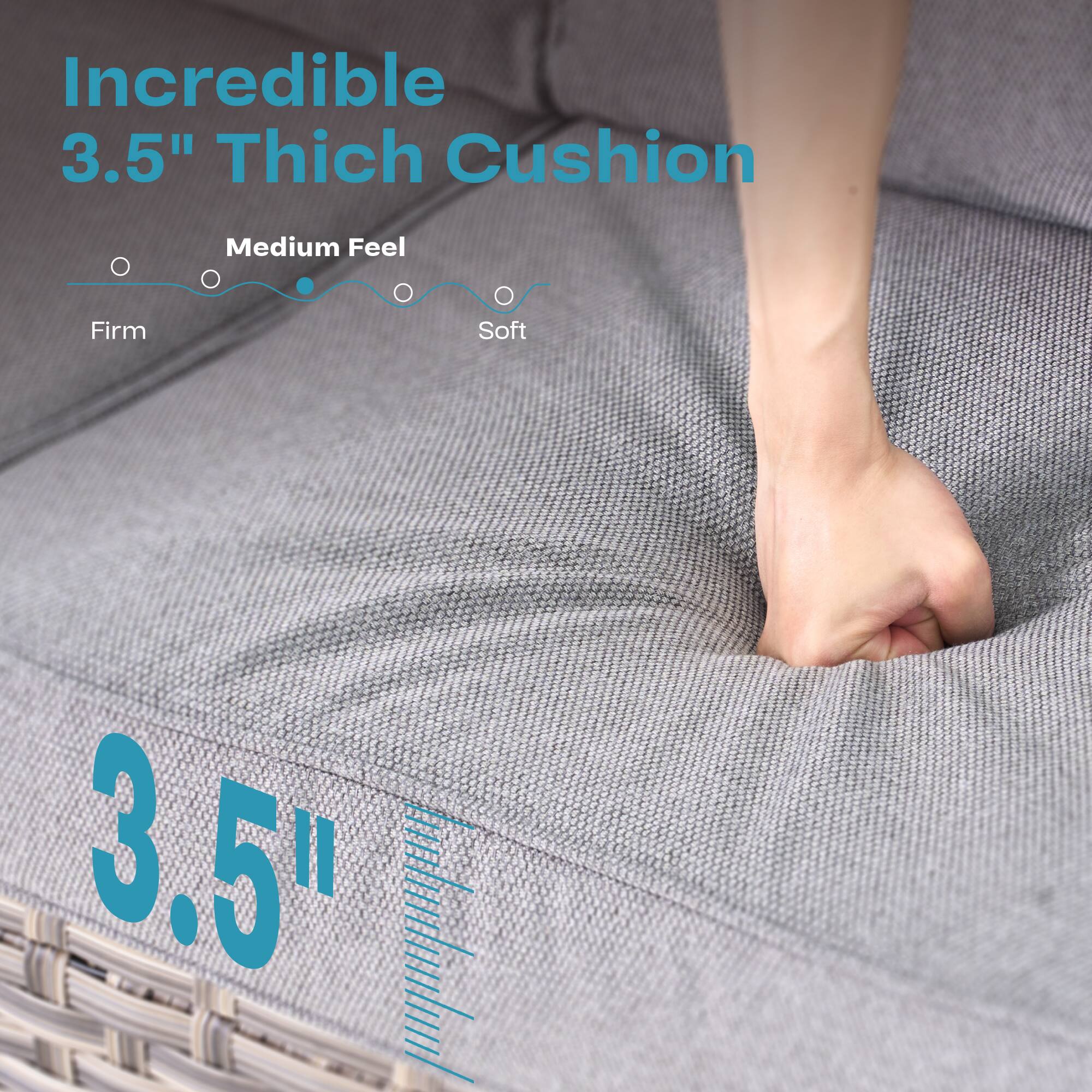 Incredible 3.5" Thick Cushion

Medium Feel

Firm Soft

3.5"