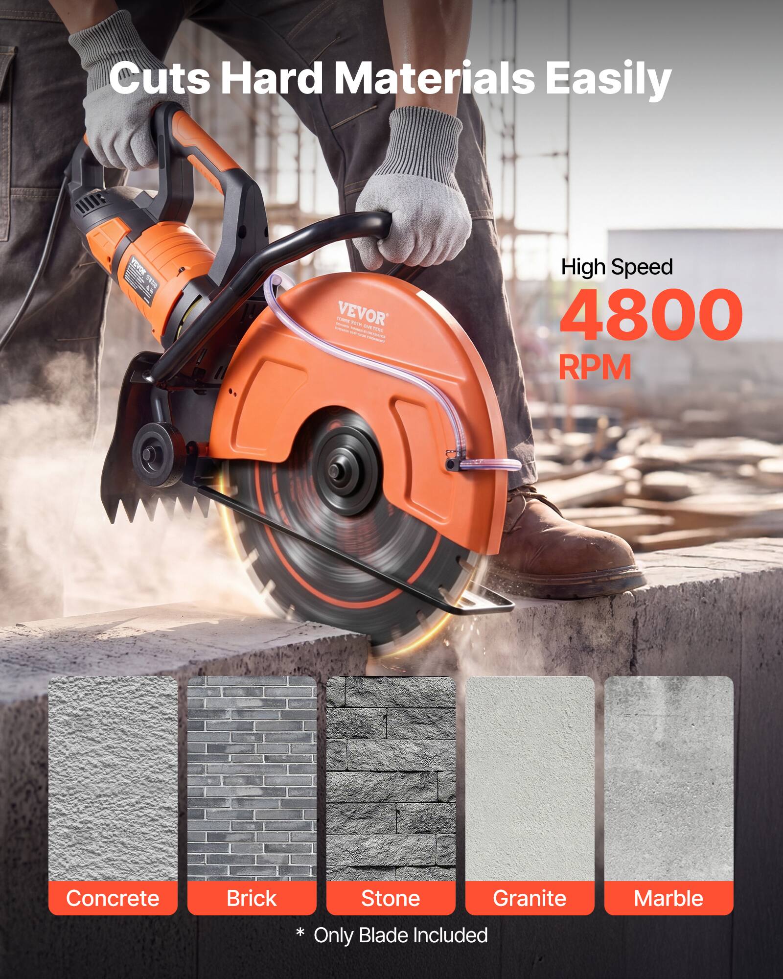 Cuts Hard Materials Easily

JRLA SEAS VEVOR - T tore i - - CN - - High Speed 4800 RPM Concrete Brick Stone Granite Marble * Blade Included Only