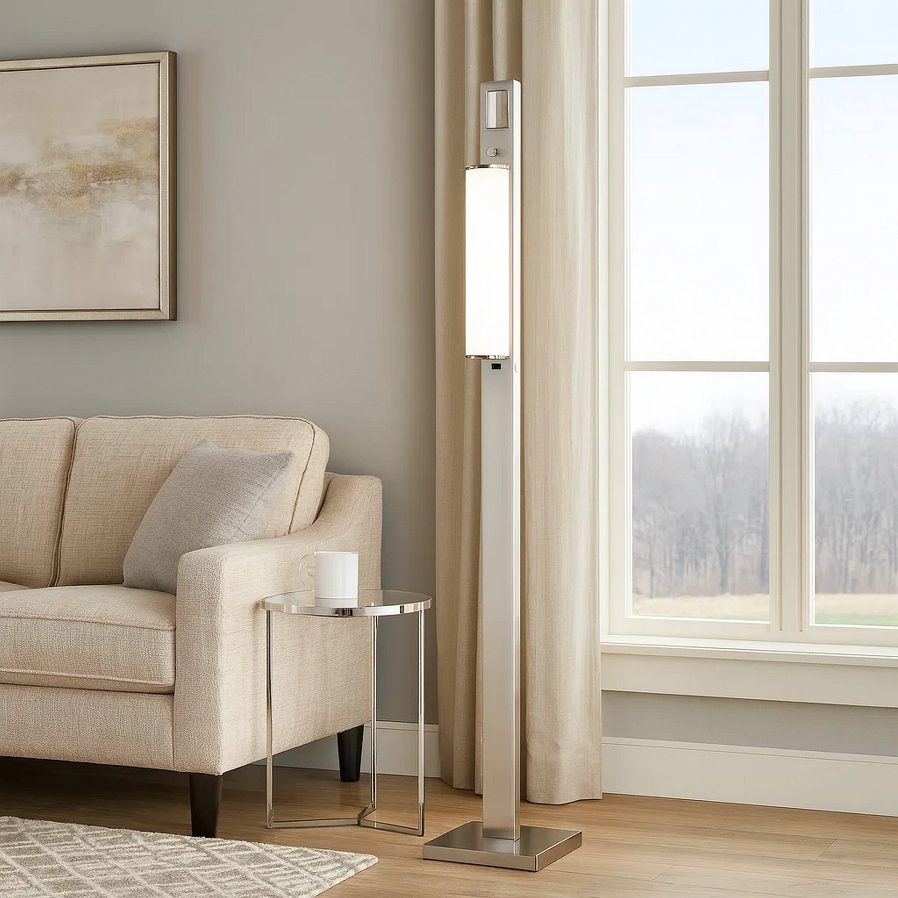 Alt View 2. Manhattan Lane - Mora Floor Lamp w Dimmer Switch, 2 Ports, Dual LED, Chrome 61 Inch.