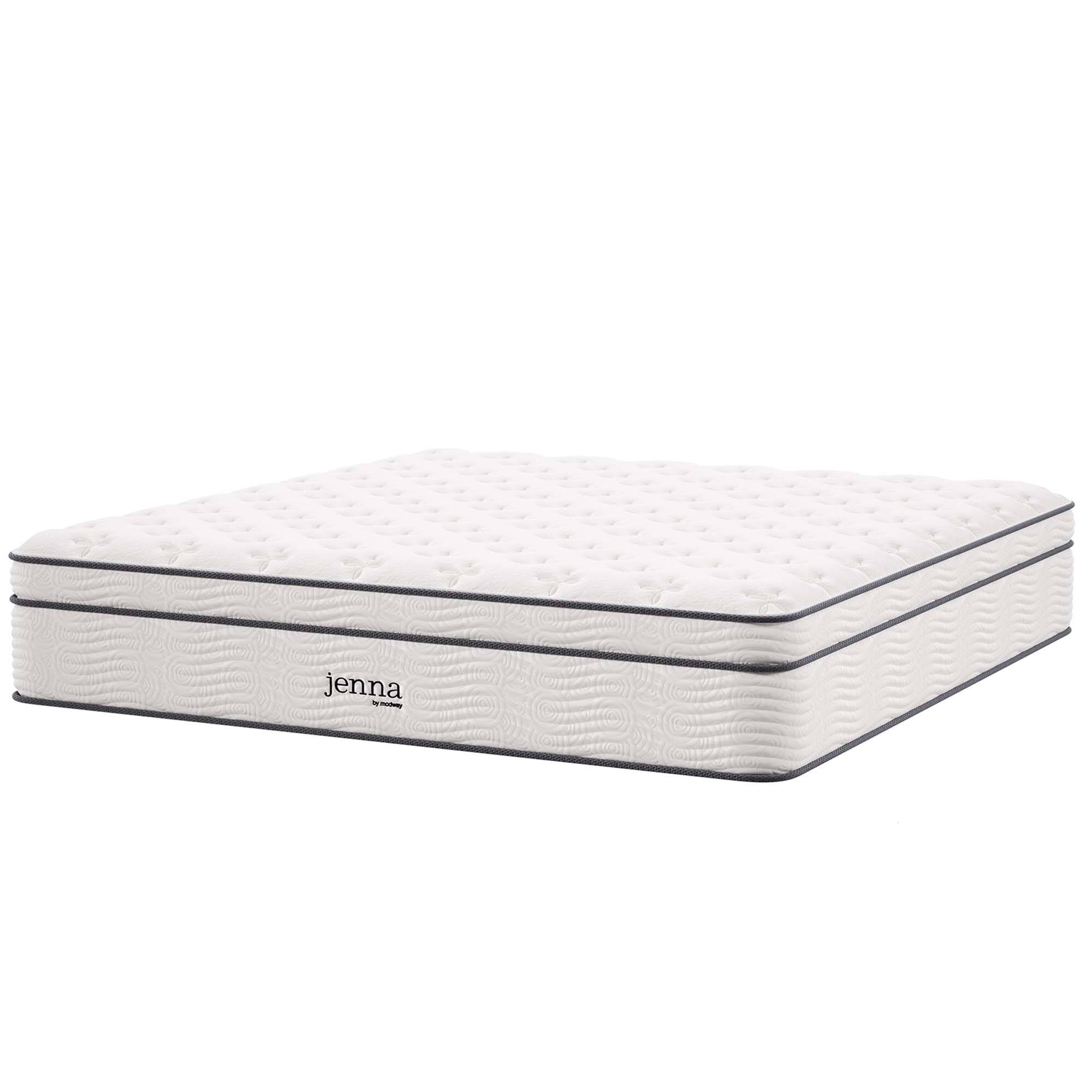 Front. Modway - Jenna 14" Innerspring and Foam King Mattress by Modway - White.