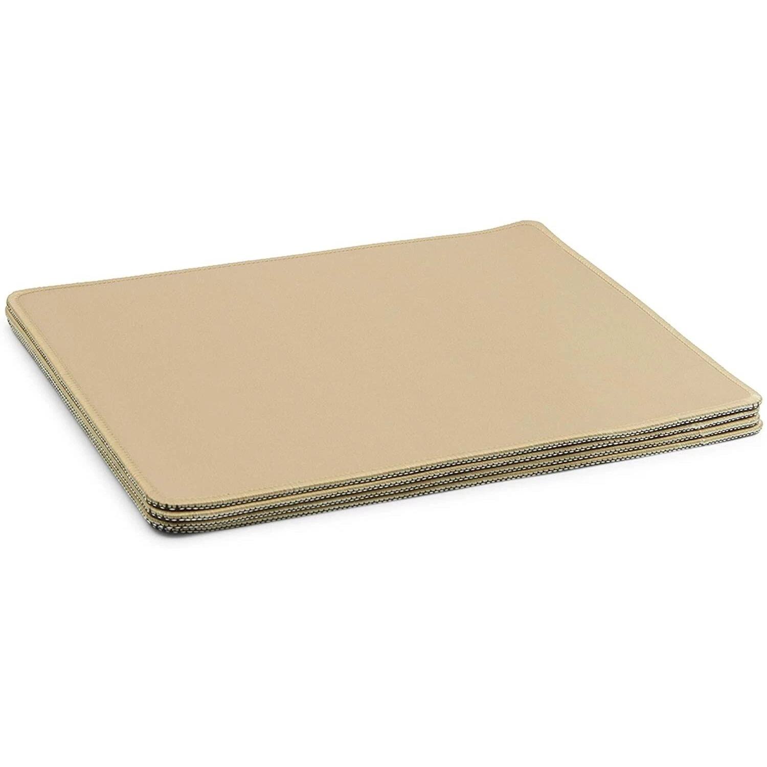 Angle. Stock Preferred - 4 Pack Non-Slip Mouse Pad with Stitched Edge – 11 x 8.7 Inches - Beige.