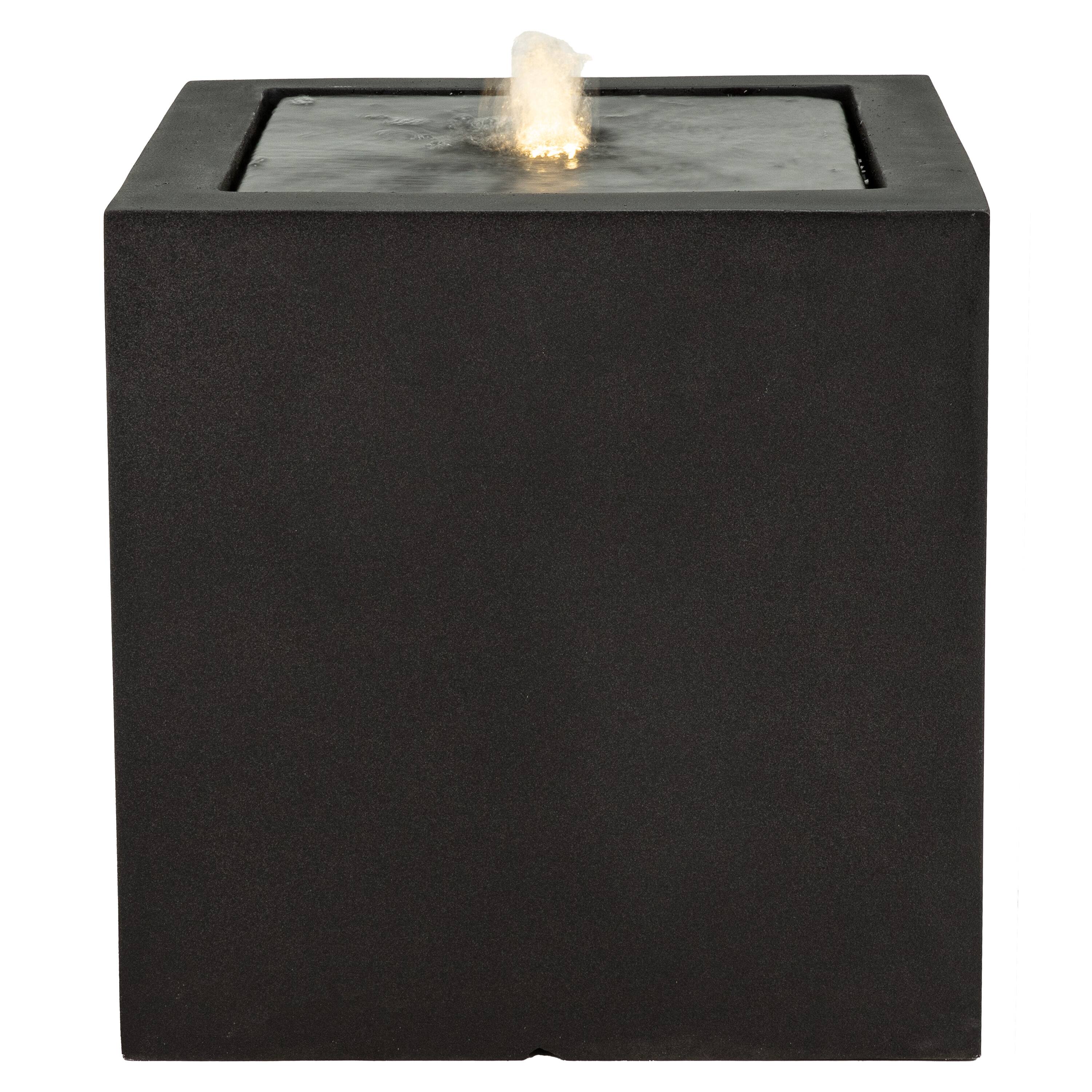 Alt View 8. Sunnydaze - Square Polystone Outdoor Bubble Fountain with LED Light - Black.