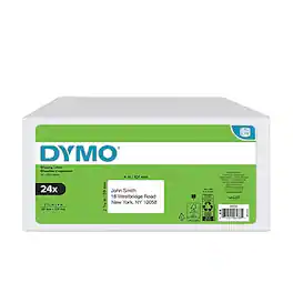 DYMO - LabelWriter Shipping Labels, 4" x 2-5/16", 300 Labels/Roll, 24 Rolls/Box - Black on White