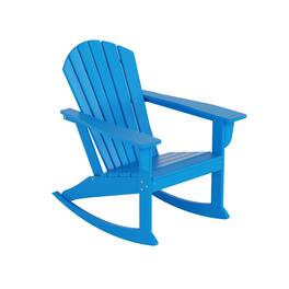 WestinTrends - Dylan Outdoor Patio Poly Plastic Adirondack Rocking Chair - Pacific Blue