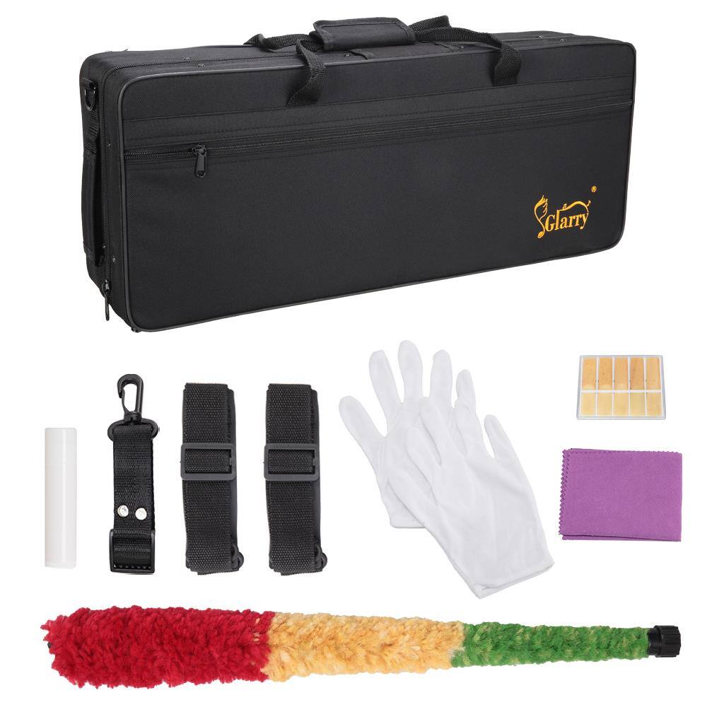 Back. Winado - Alto Saxophone Drop E Brass Sax Full Kit for Student Beginners with Carving, Mouthpiece, Carrying Case, Gloves, Cleaning.