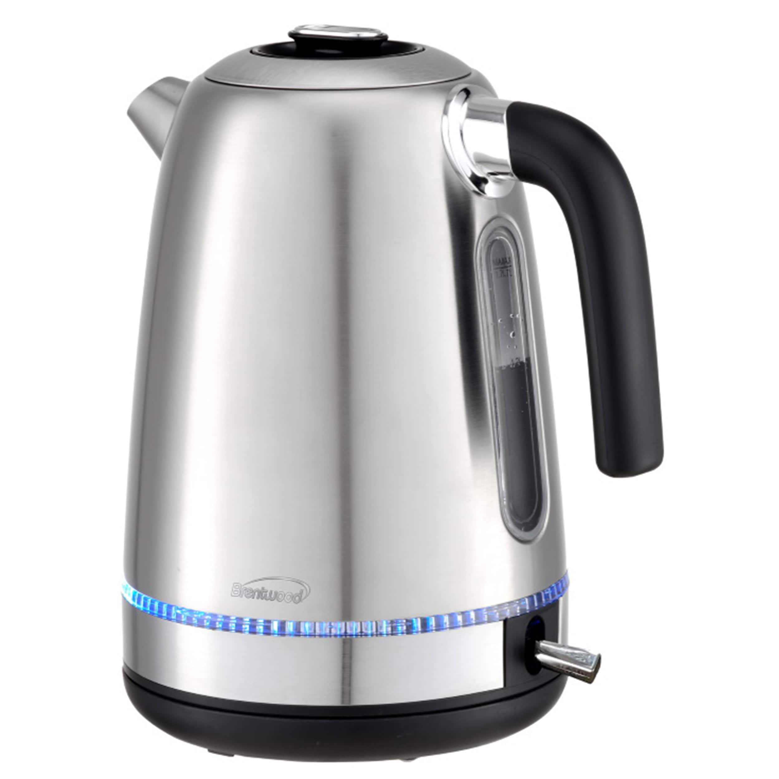 Brentwood - 1500 Watt Stainless Steel 1.7 Liter Cordless Electric Kettle - Silver
