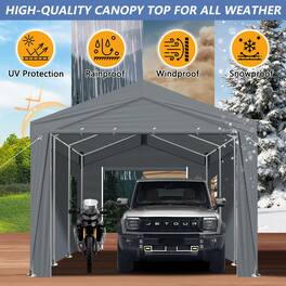 Winado - 10x20 Heavy Duty Carport with Galvanized Steel Frame, Portable Garage with 2 Roll-up Windows & Doors, Removable Sidewall