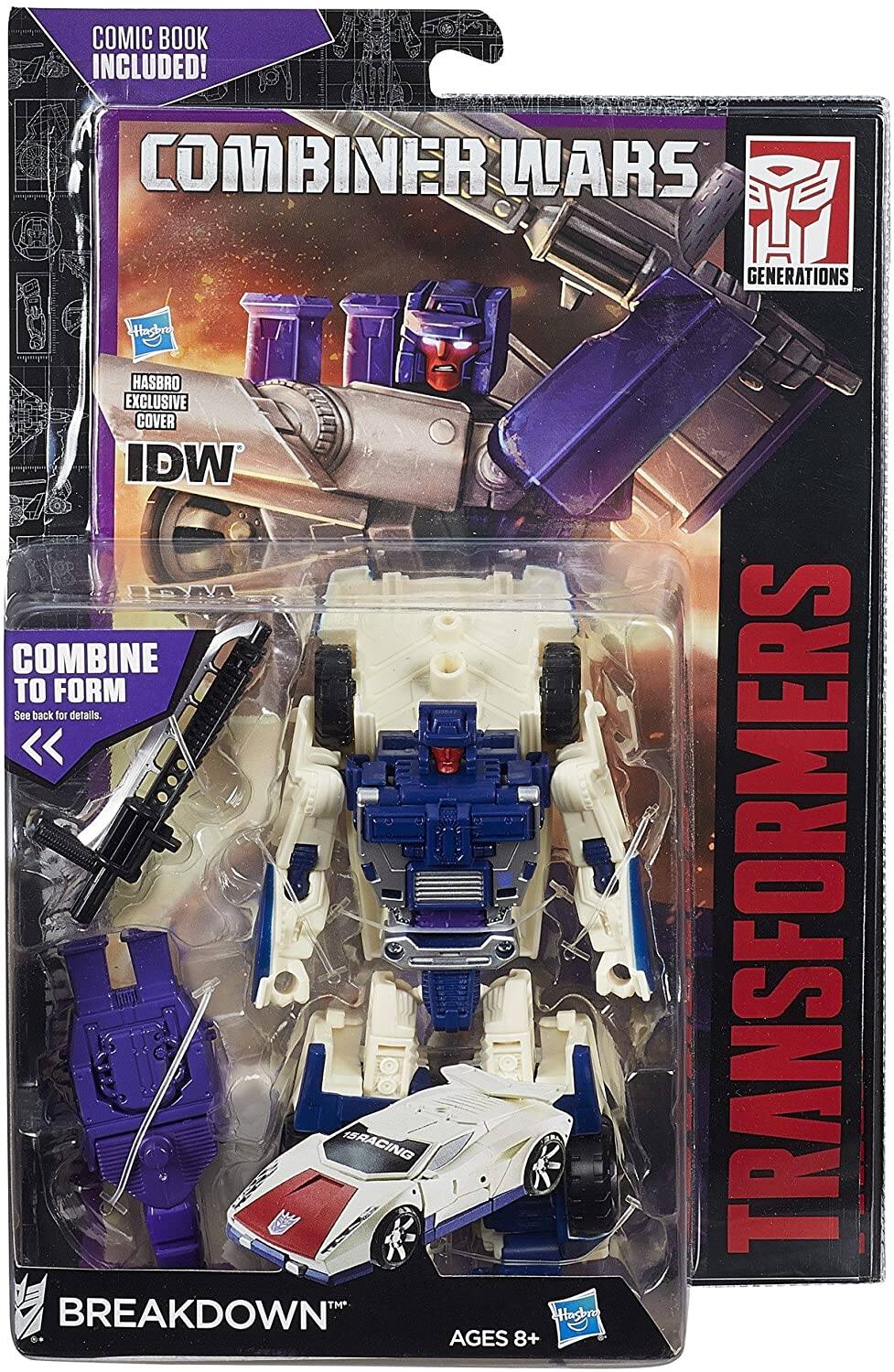 COMIC BOOK INCLUDED! COMBINER WARS GENERATIONS HASBRO EXCLUSIVE COVER IDW COMBINE TO FORM See back for details. << IBRACING TRANSFORMERS M TM BREAKDOWN Hasbr .. AGES 8+