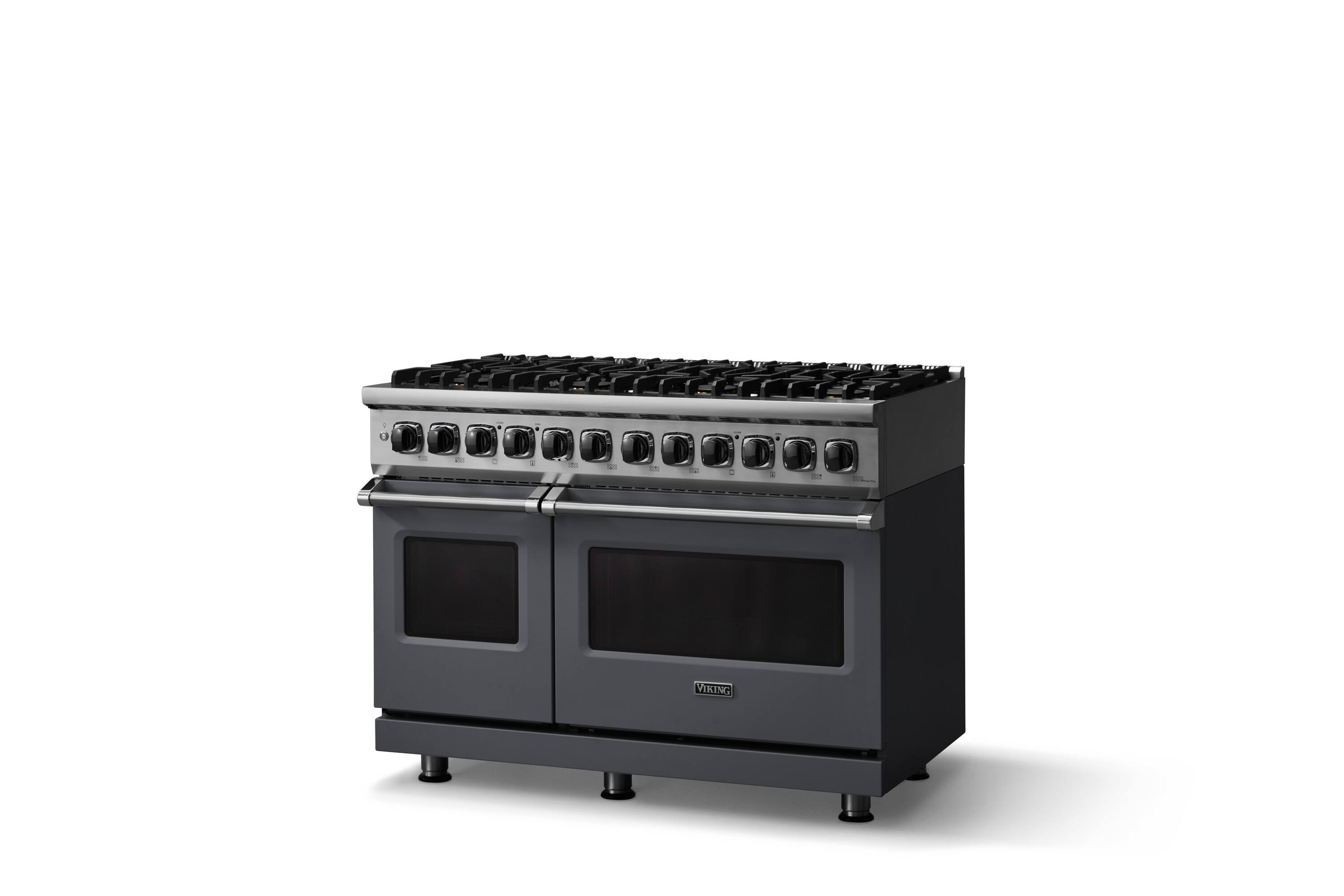 Angle. Viking - 5-Series 48"W Gas Open Burner Range - Cast Black.