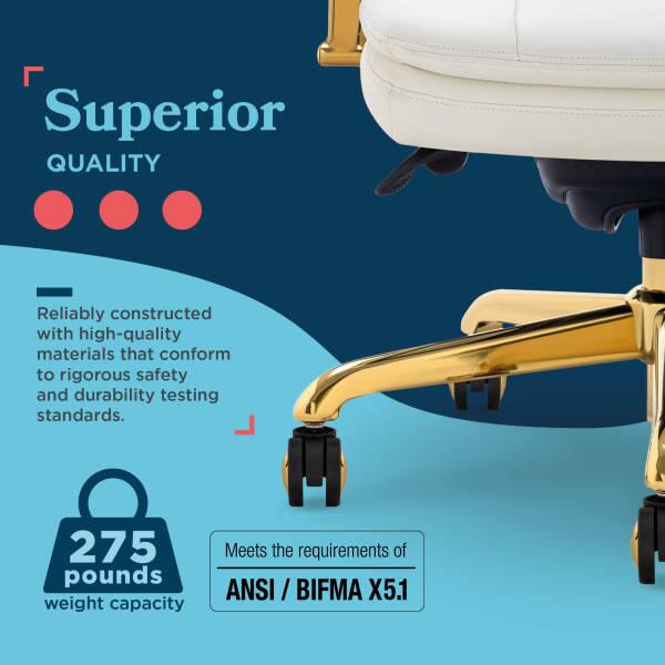 Superior QUALITY

Reliably constructed with high-quality materials that conform to rigorous safety and durability testing standards.

275 pounds weight capacity

Meets the requirements of ANSI / BIFMA X5.1