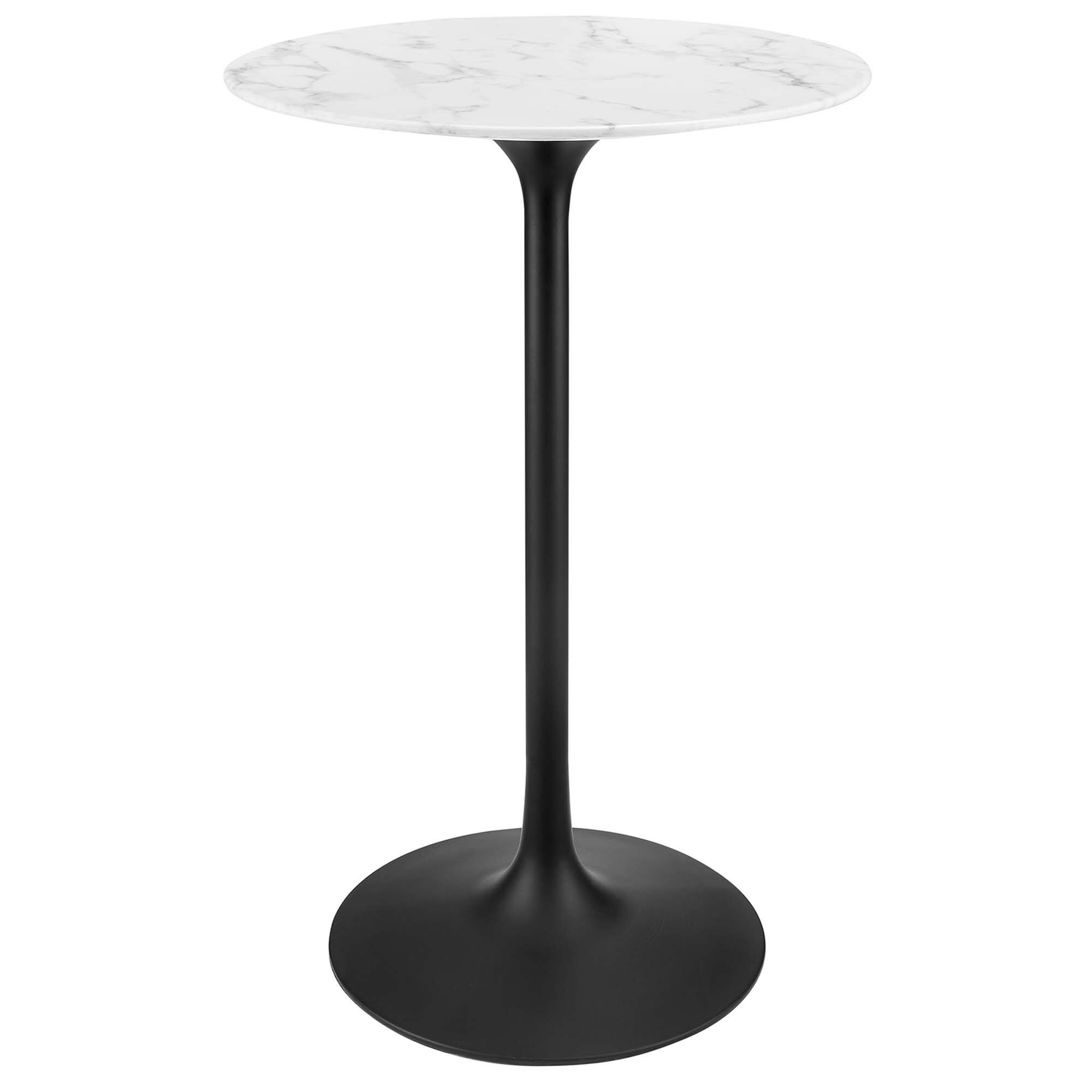Angle. Modway - Lippa Round Artificial Marble Bar Table - Black White.