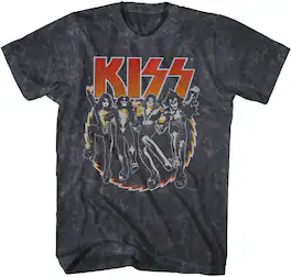 PopMarket - Kiss - Kiss - Buzz T-Shirt - Small Black Mineral Wash 38101116A1 - APPAREL - Multicolor